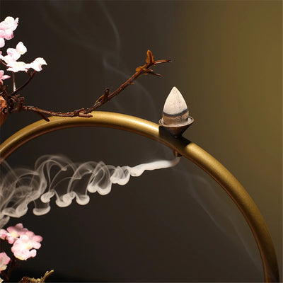 Ceramic Maid Wood Backflow Incense Burner