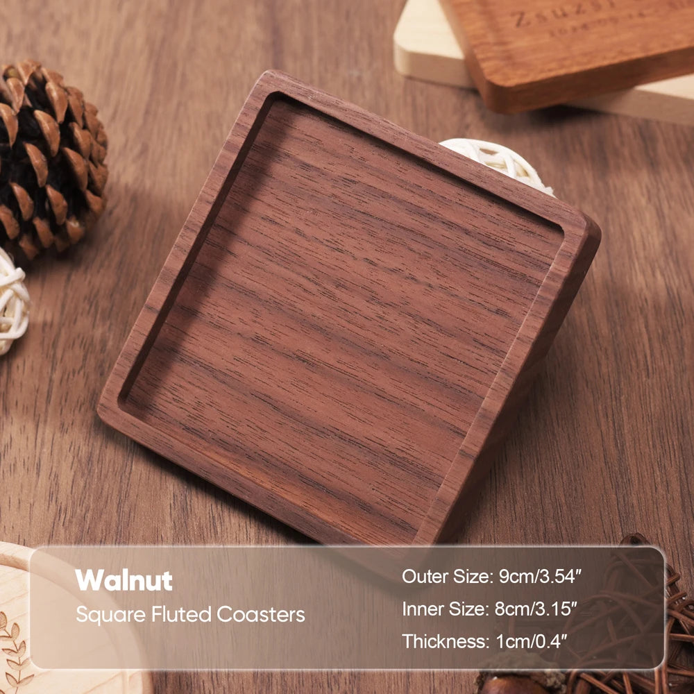 Solid Walnut Wood Coaster Round Square beech