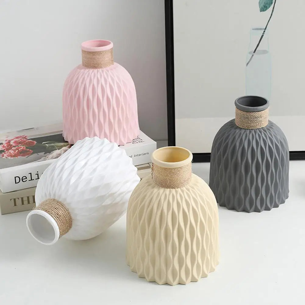 Rope Plastic Vase Flower Arrangement DIY