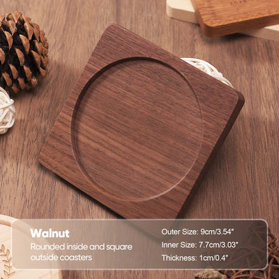 Solid Walnut Wood Coaster Round Square beech