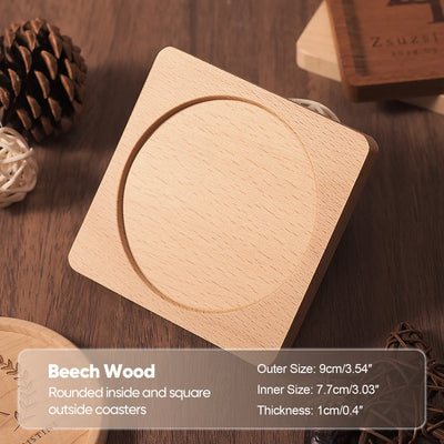 Solid Walnut Wood Coaster Round Square beech