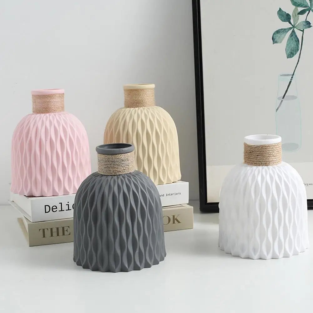 Rope Plastic Vase Flower Arrangement DIY