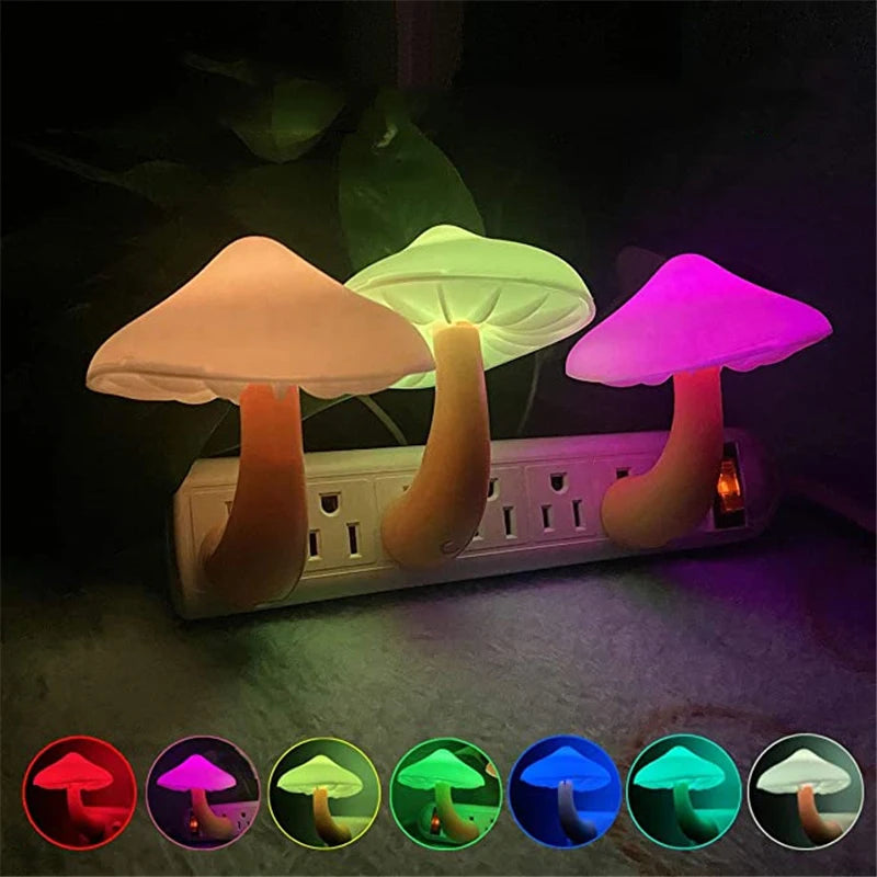 LED Night Lights Mushroom Shape Wall Lamps