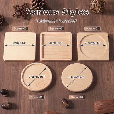 Solid Walnut Wood Coaster Round Square beech