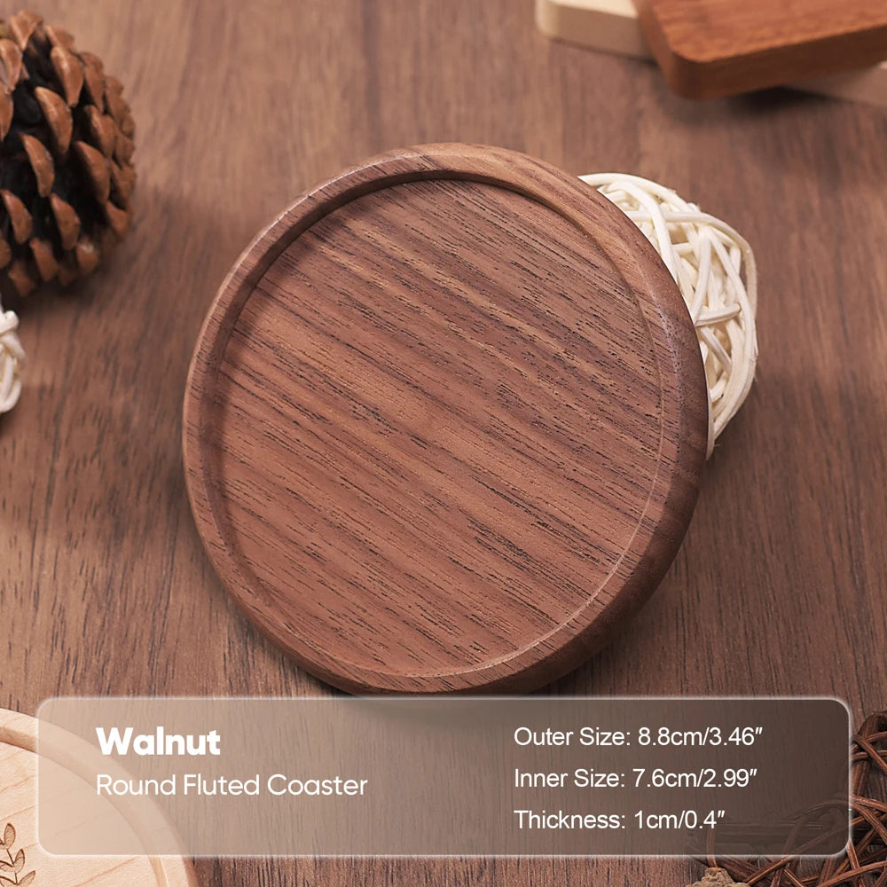 Solid Walnut Wood Coaster Round Square beech