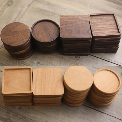 Solid Walnut Wood Coaster Round Square beech